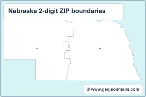 Preview of Nebraska 2-digit ZIP boundaries map