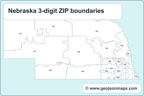 Preview of Nebraska 3-digit ZIP boundaries map