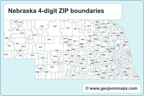Preview of Nebraska 4-digit ZIP boundaries map