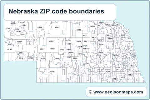Preview of Nebraska ZIP code boundaries map