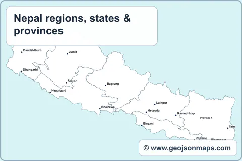 Preview of Nepal regions, states & provinces map