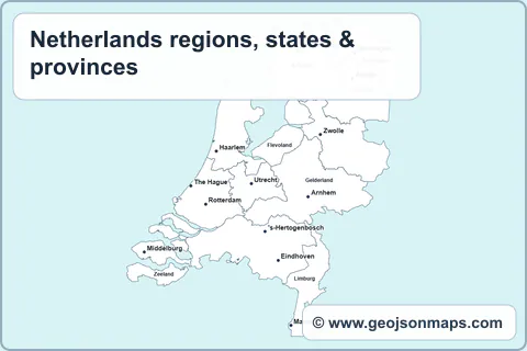 Preview of Netherlands regions, states & provinces map