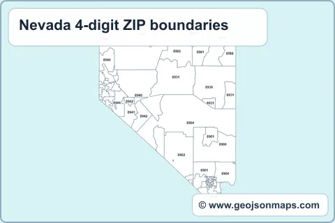 Preview of Nevada 4-digit ZIP boundaries map