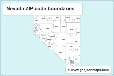 Preview of Nevada ZIP code boundaries map