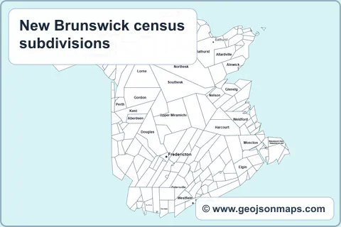 Preview of New Brunswick census subdivisions map