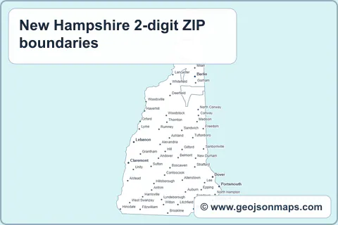 Preview of New Hampshire 2-digit ZIP boundaries map