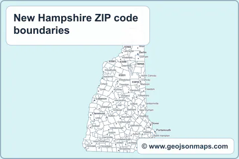 Preview of New Hampshire ZIP code boundaries map