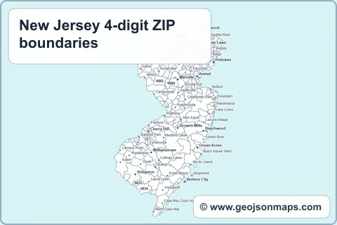 Preview of New Jersey 4-digit ZIP boundaries map