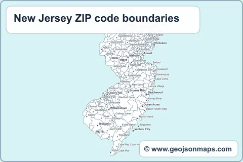Preview of New Jersey ZIP code boundaries map