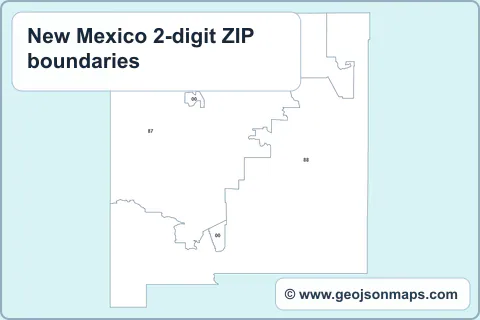 Preview of New Mexico 2-digit ZIP boundaries map