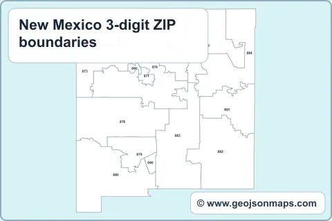 Preview of New Mexico 3-digit ZIP boundaries map