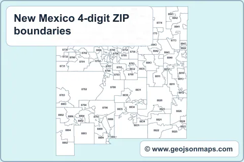 Preview of New Mexico 4-digit ZIP boundaries map