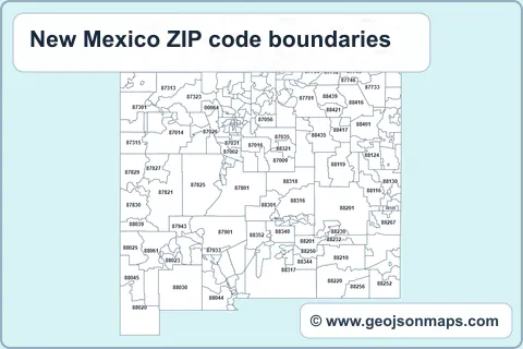 Preview of New Mexico ZIP code boundaries map