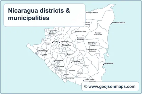 Preview of Nicaragua districts & municipalities map