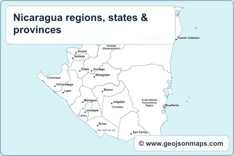 Preview of Nicaragua regions, states & provinces map