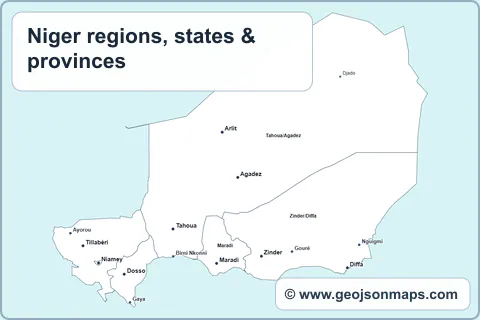 Preview of Niger regions, states & provinces map