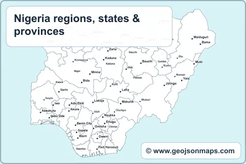 Preview of Nigeria regions, states & provinces map