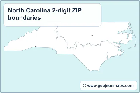 Preview of North Carolina 2-digit ZIP boundaries map