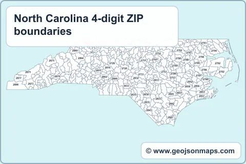 Preview of North Carolina 4-digit ZIP boundaries map