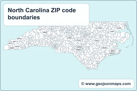 Preview of North Carolina ZIP code boundaries map