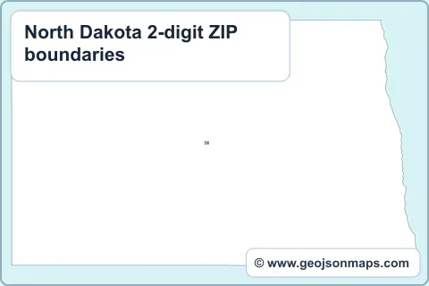 Preview of North Dakota 2-digit ZIP boundaries map