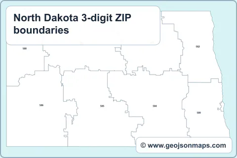 Preview of North Dakota 3-digit ZIP boundaries map