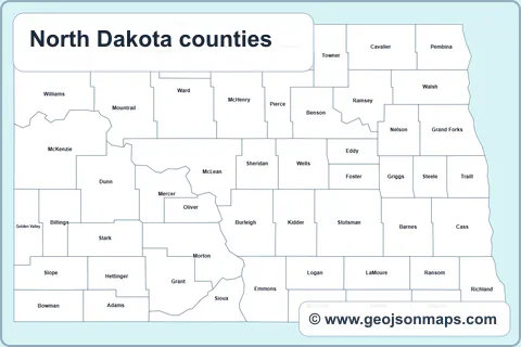 Preview of North Dakota counties map