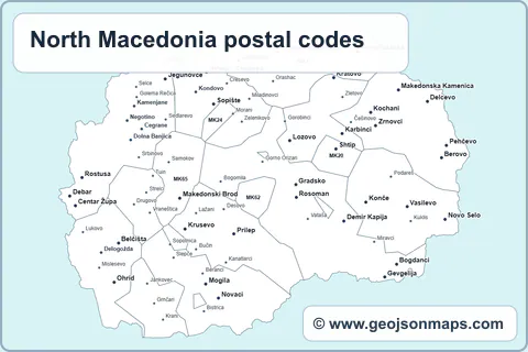 Preview of North Macedonia postal codes map
