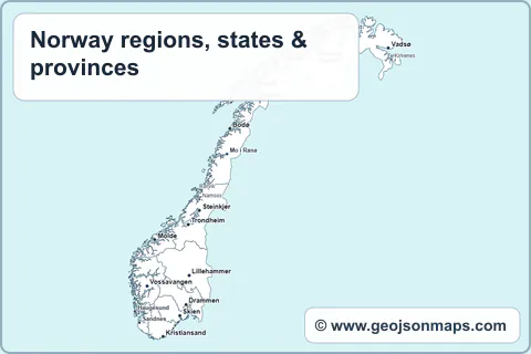 Preview of Norway regions, states & provinces map