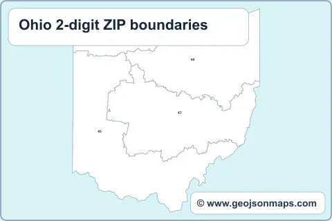 Preview of Ohio 2-digit ZIP boundaries map