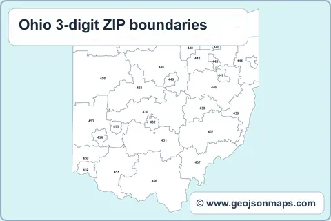 Preview of Ohio 3-digit ZIP boundaries map