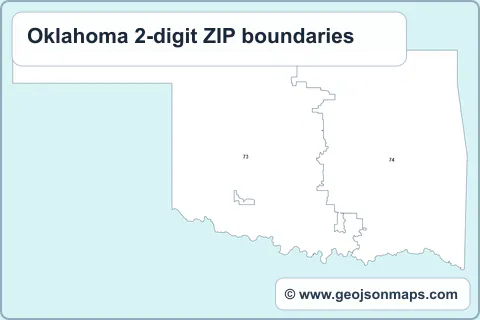 Preview of Oklahoma 2-digit ZIP boundaries map