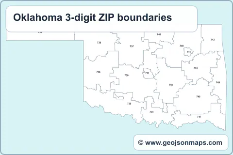 Preview of Oklahoma 3-digit ZIP boundaries map