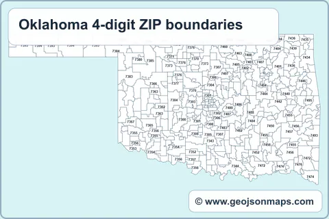 Preview of Oklahoma 4-digit ZIP boundaries map