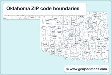 Preview of Oklahoma ZIP code boundaries map