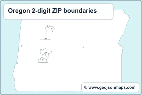 Preview of Oregon 2-digit ZIP boundaries map