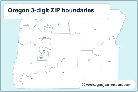 Preview of Oregon 3-digit ZIP boundaries map