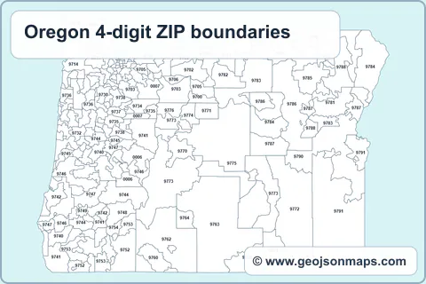 Preview of Oregon 4-digit ZIP boundaries map