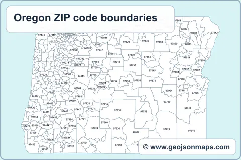 Preview of Oregon ZIP code boundaries map