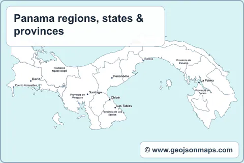 Preview of Panama regions, states & provinces map