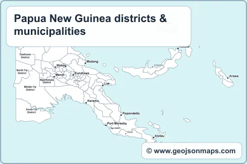 Preview of Papua New Guinea districts & municipalities map