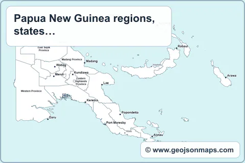 Preview of Papua New Guinea regions, states & provinces map