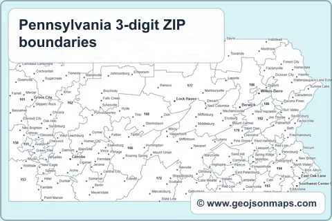 Preview of Pennsylvania 3-digit ZIP boundaries map