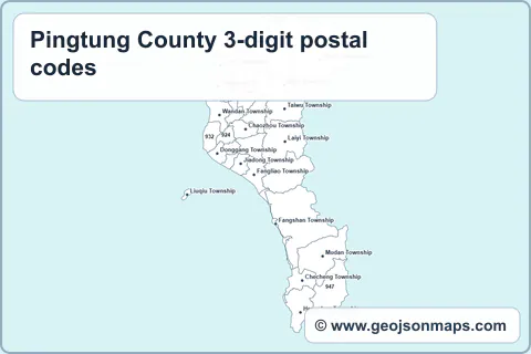 Preview of Pingtung County 3-digit postal codes map