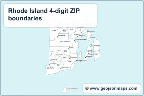 Preview of Rhode Island 4-digit ZIP boundaries map