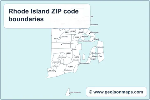 Preview of Rhode Island ZIP code boundaries map