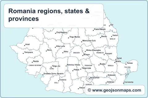 Preview of Romania regions, states & provinces map