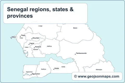Preview of Senegal regions, states & provinces map