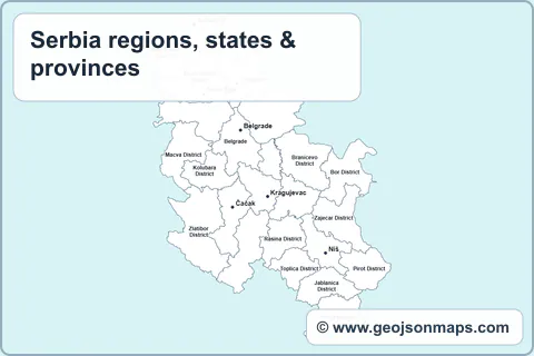 Preview of Serbia regions, states & provinces map