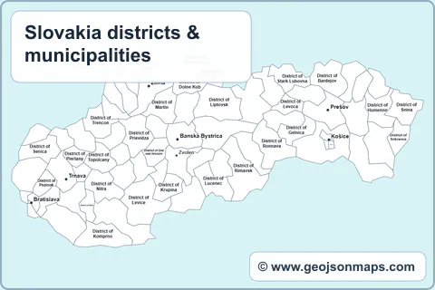 Preview of Slovakia districts & municipalities map
